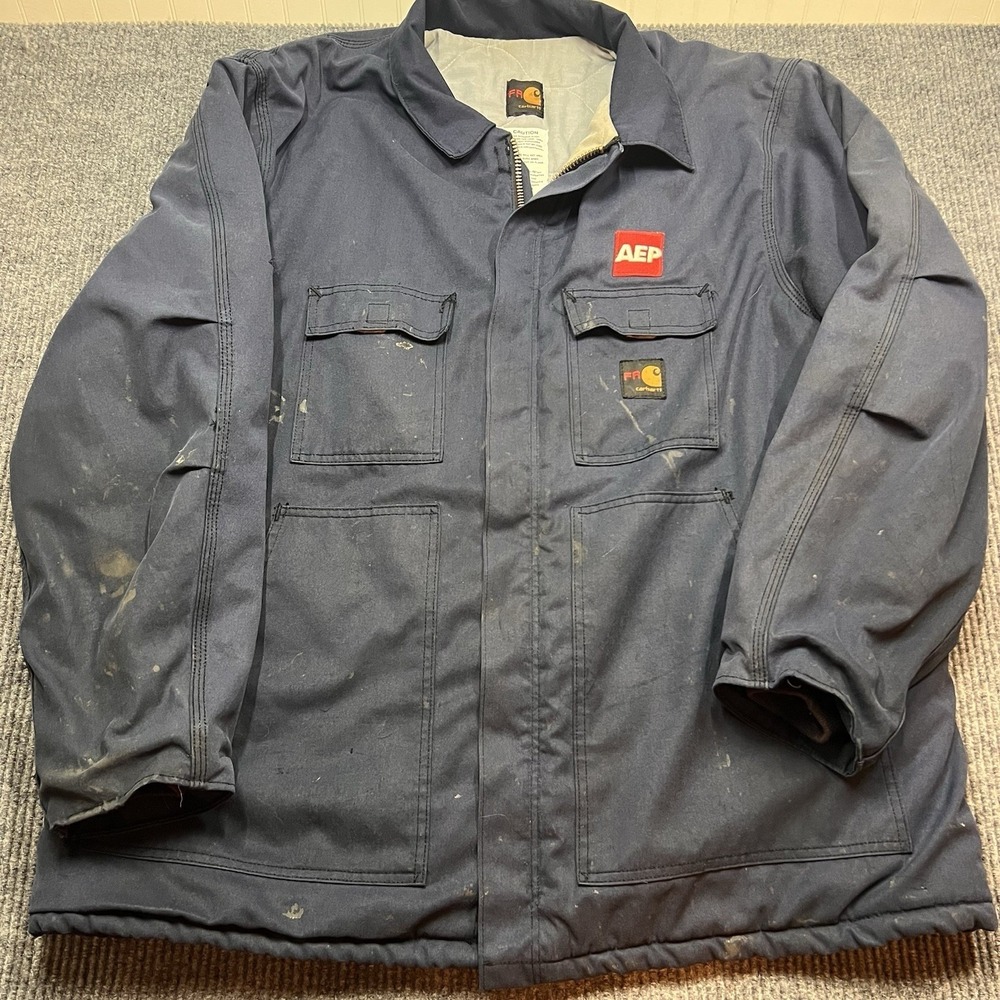 Carhartt FR Flame Resistant Men's 2XL Canvas Blue Work Coat Jacket Quilted Lined - Picture 16 of 16
